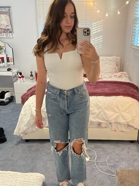 White Ribbed One-Piece Bodysuit